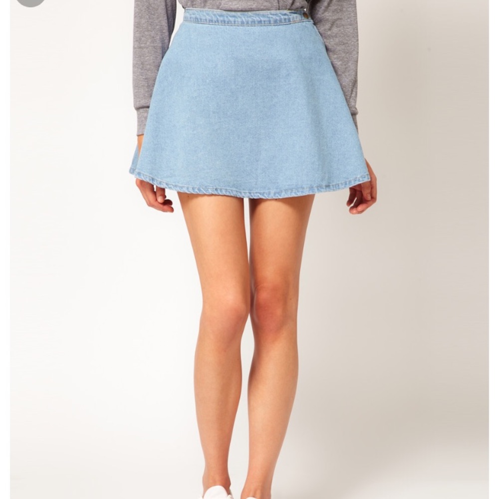 American Apparel Light Blue Denim Skater Skirt